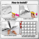 25 Pcs 19Inches Silver Square Foil Balloons Wall | Double Sided Cube Balloons Tunnel Arch Kit - Ideal For Birthday, Wedding, Anniversary Background Decorations(Silver)