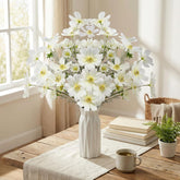 12 Pcs White Cosmos Artificial Flowers 23.6'' Fake Cosmos Wildflowers Silk Calliopsis Flower Arrangements Faux Bouquets Decorations For Wedding Bridal Shower Table Home Garden Party Decor