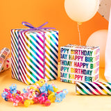 30 Inch Birthday Wrapping Paper Roll - Colorful Foil Happy Bday Design For Birthday, Wedding, Baby Shower - 4 Rolls - 30 Inch X 120 Inch Per Roll