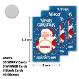 Christmas Scratch Off Cards, 40 Pcs Scratch To Win Game Cards With Sticker, Funny Holiday Party Game Card Christmas Party Games Supplies, A05