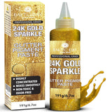 24K Gold Radiance Glitter Epoxy Pigment Paste Xl (6.7Oz/191G) – Ultra-Concentrated Opaque Resin Colorant With Metallic Shine | Gold Glitter Dye For Epoxy Resin Art, Tumblers, Jewelry & River Tables