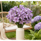 10-Bud Artificial Lily Flowers, 4 Pcs Realistic Silk Lilies For Vase, Uv Resistant Faux Flowers For Outdoor Planters, Silk Flowers For Wedding Decoration (Purple)
