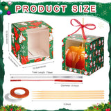 64 Pcs Cupcake Boxes With Window, Apple & Cookie Gift Boxes, 60 Bamboo Skewers, 2 Roll Glitter Ribbons For Christmas Party Favor