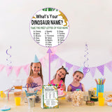 What'S Your Dinosaur Name Game - Gold Jungle Birthday Party Games For Boys - Family School Classroom Activity - 1 Standing Sign And 30 Stickers - Kids Dino Party Supplies Decorations(03)