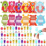 28 Sets Valentine‘S Day Gift Monster Spring Launcher With Greeting Card, Funny Pop Up Bouncy Jumping Animal For Award Prize Exchange Party Favor Sensory Fidget