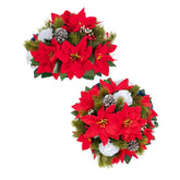 Poinsettias Artificial Christmas Flowers: 2 Pcs Red Fake Floral Ball Centerpieces For Tables Decorations Silk Faux Poinsettia Winter Holiday Flower Arrangement Xmas Plant Ornaments Decor