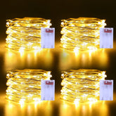 4 Pack Christmas Fairy Lights Battery Operated 16.4Ft 50 Leds Silver Copper Wire Twinkle Lights With 2 Lighting Modes Fo