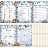 145 Pcs Cowboy Baby Shower Games Supplies 5 Sets Baby Shower Games Activities Cards With 20 Pcs Funny Pencils Include Descriptions And Wishes, Guess Who, Bingo Play, Word Search