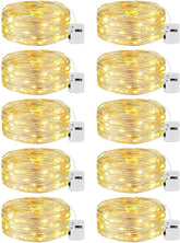 10 Pack Battery Operated Fairy Lights 7FT 20 LED Warm White Twinkle String Lights with 3 Modes Waterproof Mini Lights for Mason Jars Wedding Party Christmas Decor