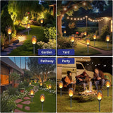 12 Pack Solar Torch Lights Flickering Flame Waterproof Outdoor Garden Pathway Lights