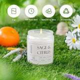 Sage & Citrus Scented Candles, Mother'S Day Gifts, Aromatherapy Jar Candle, 7 Oz Long Lasting Candles, Soy Wax Candle Gift For Women