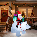 6 Ft Christmas Inflatable Santa Claus With Polar Bear And Christmas Tree, Build-In Led Lights Blow Up Xmas Inflatables D