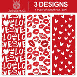 3 Rolls Valentine'S Day Wrapping Paper - Mini Roll - 17 Inch X 16.4 Ft Love Heart Lip Print Gift Wrap Paper Red Art Paper For Wedding Anniversary Diy Crafts Baby Shower Birthday