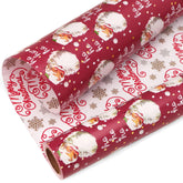 Christmas Wrapping Paper Reversible Vintage Santa And Merry Christmas Red White Gift Wrapping Paper Rolls-17 Inch X 33 Feet