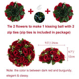 Flower Balls Wedding Rose Centerpieces: 6 Pcs Crimson Fake Flowers Kissing Balls Decor Artificial Floral Arrangements Flower Bouquet Of Roses Home Party Table Diy Decorations