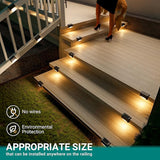 16 Pack Solar Deck Lights Outdoor Waterproof Warm White LED Step Fence Pathway Lights