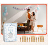 Baby Blue Boy Baby Shower Games, Don'T Say Baby Game For Baby Shower (One Sign With 50 Mini Clothespins),Blue Gingham Theme Baby Shower Decorations, Gender Reveal Game-Dsbb33
