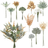 125 Pcs Artificial Greenery Stems Box Set With 11 Kinds Of Faux Greenery Stems And Golden Leaves White Flowers Eucalyptus For Diy Bridal Bouquets Arrangement Wedding Home Decor
