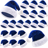20 Pcs Santa Hats Bulk Plush Christmas Hats For Adults Women Men Holiday Party Costume(Navy Blue)