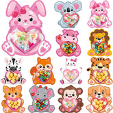 36 Pack Valentine Candy Cards With Plastic Domes Valentines Animals Greeting Cards Diy Craft Treat Holder For Sweet Day Classroom Gifts Exchange Party Favors
