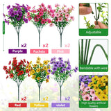 12 Bundles Artificial Flowers For Outdoor Indoor, Faux Flower Daisy With Eucalyptus Leaves Fake Plants Greenery, Garden Home Decor For Boxwood Porch Patio