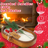 2 Pack Dough Bowl Christmas Candle Wood Candle 9.4 X 5.7 X 1.8 Inch Scented Candles For Home Wooden Candle Bowl 3 Wick Decorative Candles For Home Decor Farmhouse Gift For Christmas