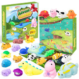 Advent Calendar 2025 With 3 Cute Jumbo Dinosaur And 21 Mochi Squishy Toys - 24 Days Christmas Countdown Calendar Gifts For Kids Boys Teen Toddlers (Animals)