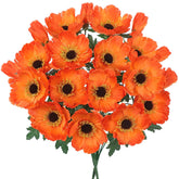 10 Heads Orange Poppy Flowers Artificial 2Pcs Fake Poppies Flowers Bouquets With 7 Heads Full Bloom Poppy & 3 Buds Bouquet Stems Spring Sumer Faux Floral Flower Arrangement For Diy Home Decor