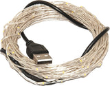 USB Plug In Fairy Lights 16FT 50 LED Warm White Silver Wire String Lights Waterproof Starry Lights for Bedroom Patio Wedding Decor