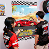 Pin The Wheels On The Car Games, Cars Party Game With 30 Gold Tyres Stickers, 2 Blindfolds For Car Theme Birthday Party