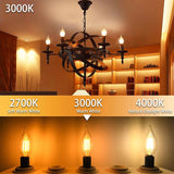 E12 LED Candelabra Bulbs 6 Pack Dimmable 60W Equivalent 3000K Warm White Filament Chandelier Lights