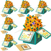 6 Pack Spring Thank You Card Sunflower Pop Up Card Mom Floral Greeting Cards 3D Paper Flowers Bouquet For Mother'S Day Home Women Parents Birthday Wedding Gifts(Sunflower)