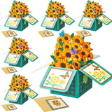 6 Pack Spring Thank You Card Sunflower Pop Up Card Mom Floral Greeting Cards 3D Paper Flowers Bouquet For Mother'S Day Home Women Parents Birthday Wedding Gifts(Sunflower)