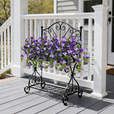Artificial Fake Flowers Plants For Outdoor Decoration, 2 Pcs Faux Silk Flower Bougainvillea Vines Look Real Uv Resistant For Home Porch Patio Balcony Yard Spring Decor(Purple)