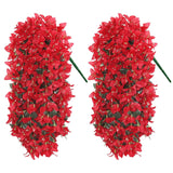 2Pcs Fake Flowers Bougainvillea Artificial Flowers Uv Resistant Faux Hanging Plants Vine For Indoor Outdoor Planter Vase Home Porch Garden Wedding Summer Decor (Red)