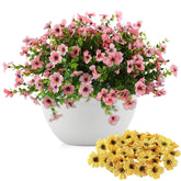 12Pcs Artificial Flowers With 21 Replaceable Flower Heads - No Fade Fake Flowers Plants, Realistic Uv Resistant Faux Flowers For Home Decor, Wedding, Outdoor Patio & Diy Arrangements (Pink/Yellow)