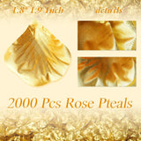 2000 Pcs Gold Silk Rose Petals,Artificial Flower Petals For Wedding,Romantic Night,Romantic Valentines Decor For Bedroom,Weddings,Party,Table,Dining Room,Proposal Anniversary Flower Decorations