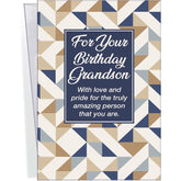 Grandson Birthday Card - Large Card Opens To 10" X 7.75" - Made In Chicago - Perfect Design & Message - Premium Envelope & Sturdy Mailer 95789
