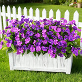 Artificial Impatiens Flowers For Outdoors, 6 Bundles Silk Fake Flowers For Spring Summer Decoration, Uv Resistant Faux Plants Plastic Bouquet For Home Planter Porch Patio Yard Decor(Double Purple)
