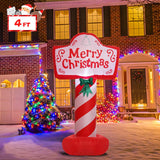 Christmas Inflatables Outdoor Decorations Merry Christmas Yard Sign Inflatables Sign 4 Ft Xmas Blow Up Led Light Built-I