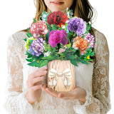 3D Pop-Up Card With Colorful Carnation Bouquet - Papar Crafted Flower Card - Elegant Greeting Card For Mother’S Day, Birthdays, Anniversaries, Weddings, Or Thank You – Includes Envelopes & Note Card