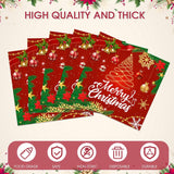 100 Pcs Merry Christmas Dinner Napkins For Christmas Theme Party Decorations, Disposable Red Gold Xmas Tree Xmas Ball Luncheon Paper Napkins For Winter Celebration Supplies 13X13 Inches