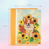 Unique Quilling Card – Corgi & Sunflower Design | Handmade Greeting Card For Birthday, Anniversary, Thank You, Dog Lovers & Friends
