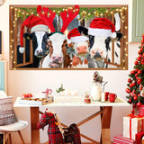 Funny Cow Wall Decals Christmas Wall Decoration Stickers Merry Christmas Vinyl Decal Peel And Stick 3D Fake Window Walls Sticker Cow Print Decor Farmhouse Animals Art Murals For Living Room Kitchen