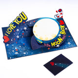 Love You To The Moon And Back Pop Up Card, Astronaus, Heart, Star, 3D Popup Greeting Cards, Gift For Valentines, Birthday, Mothers Day, Anniversary, 5X7 - Includes Envelope And Message Note