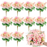 12 Bundles Peonies Artificial Flowers Silk Flowers Fake Peony Bouquet Faux Peonies Flowers Bulk For Wedding Decor Centerpiece Table Decorations (Pink)