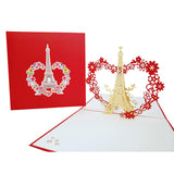 Eiffel Tower With Love Pop Up Greeting Card – Cute Card For Wife, Congrats Anniversary Card, Thinking Of You, Valentine'S Day, Paris Themed Decor, Romantic Daughter'S Engagement