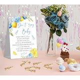 Blue Flora Lemon Baby Shower Decorations - Dont Say Baby Baby Shower Game, 1 Sign And 50 Mini Wooden Clothespins, Funny Gender Reveal Games For Lemon Party Activities Supplies, 50 Guests