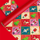 Christmas Nutcracker Wrapping Paper -Mini Roll- 17 In X 32.8 Ft Red Ballet Gift Wrap Paper For Xmas Winter Wrapping Supplies, Double-Sided