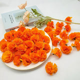 Marigold Flowers Heads Bulk, Silk Artificial Flowers For Diwali,Indian Festival, Diy Marigold Garland Day Of The Dead Decorations (Orange)